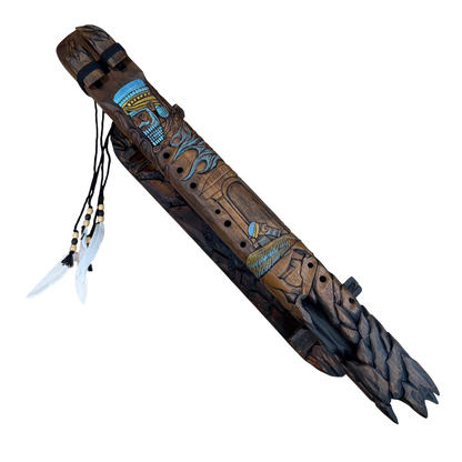 Lamassu Carved Drone Flute C-F 432Hz Diatonic Scale