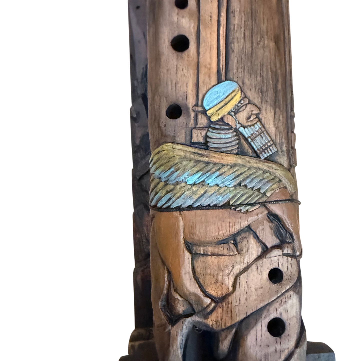 Lamassu Carved Drone Flute C-F 432Hz Diatonic Scale