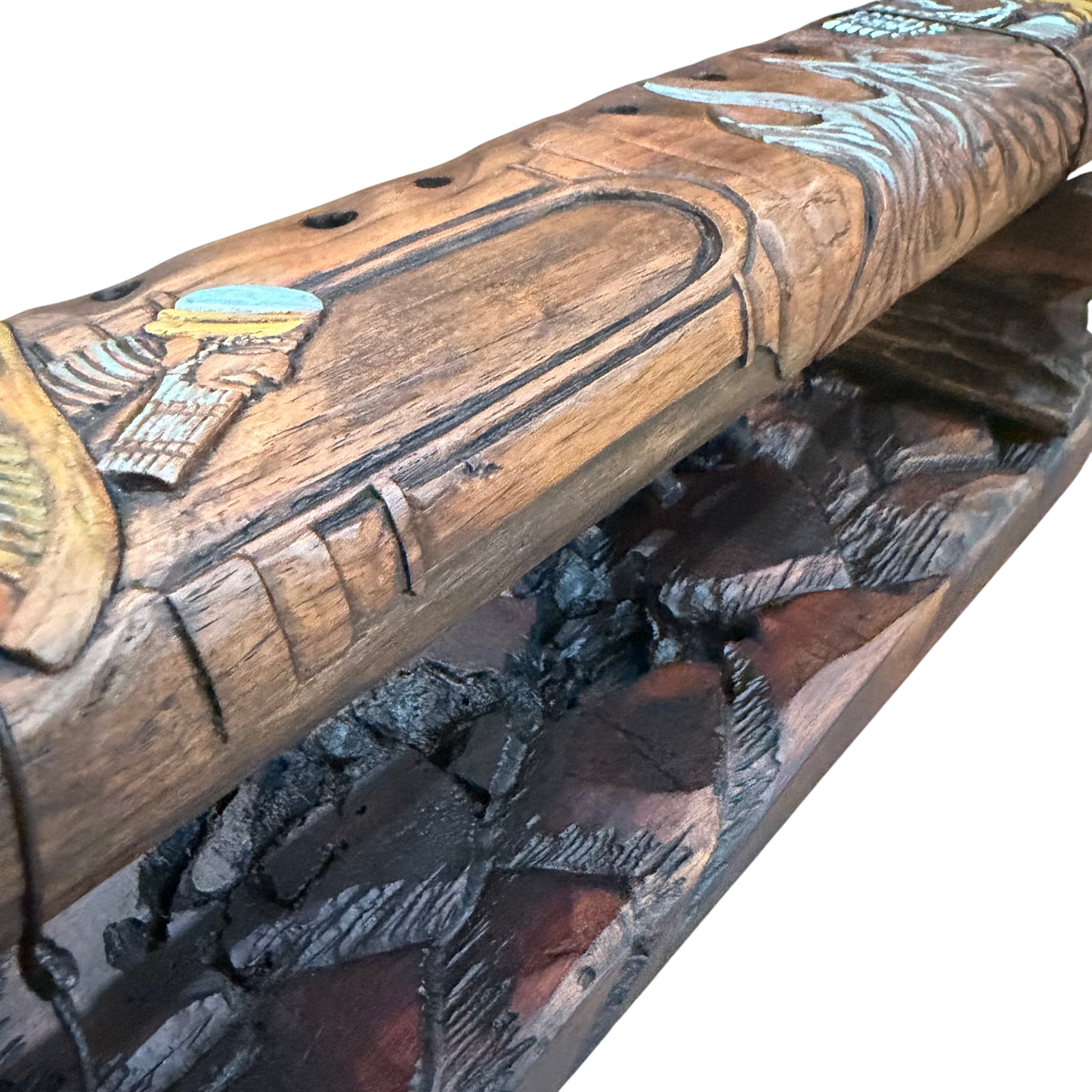 Lamassu Carved Drone Flute C-F 432Hz Diatonic Scale