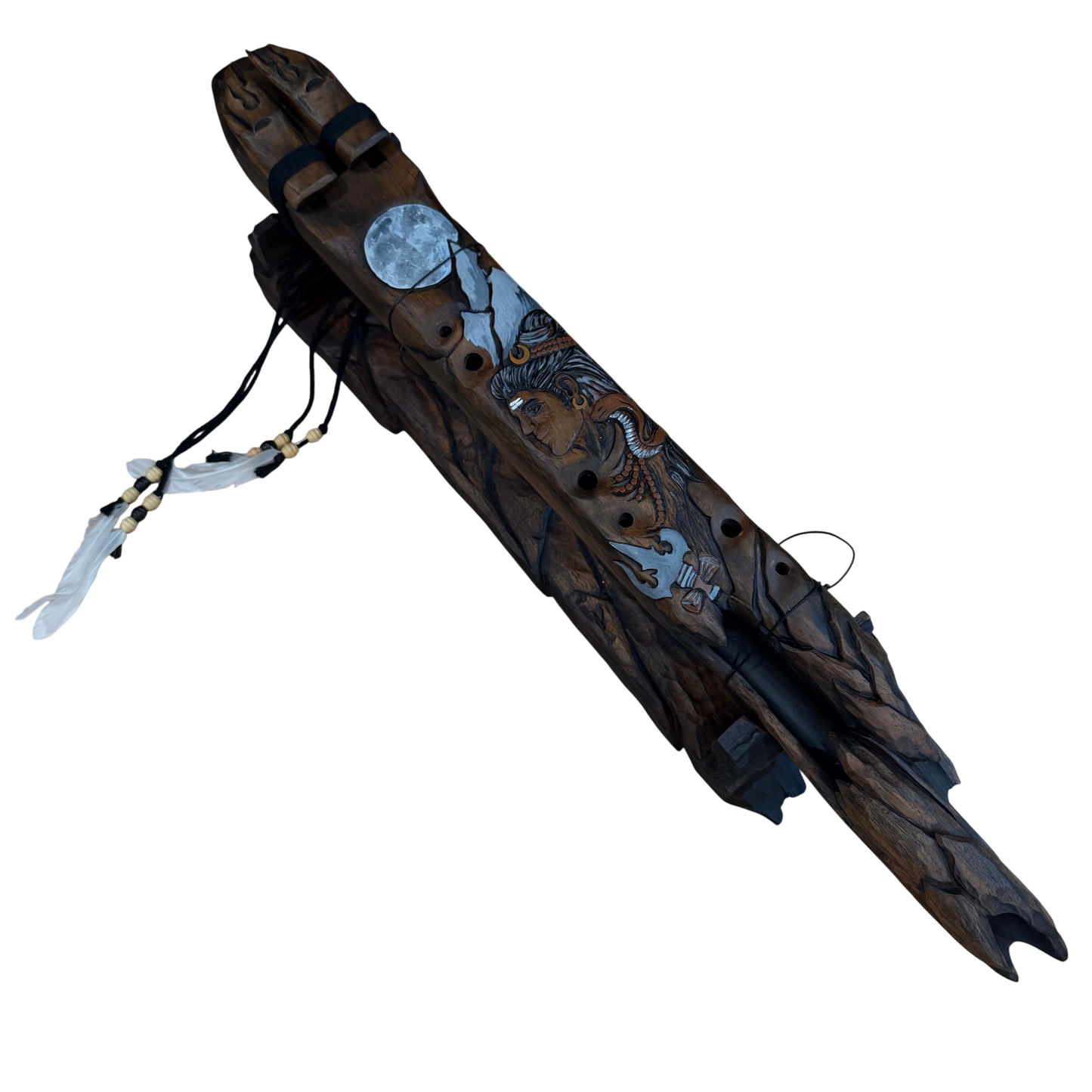 Shiva Carved Drone Flute F-Ab 432Hz Raga Bibhas Scale