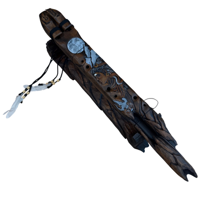 Shiva Carved Drone Flute F-Ab 432Hz Raga Bibhas Scale