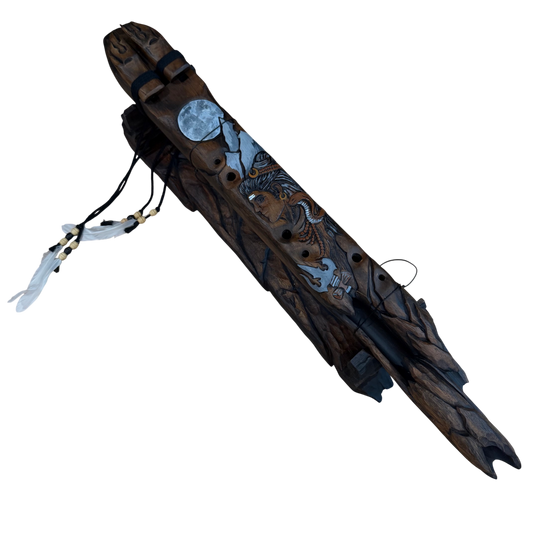 Shiva Carved Drone Flute F-Ab 432Hz Raga Bibhas Scale