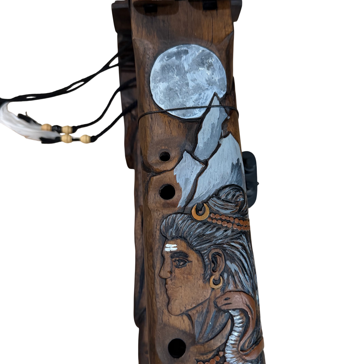 Shiva Carved Drone Flute F-Ab 432Hz Raga Bibhas Scale