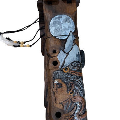 Shiva Carved Drone Flute F-Ab 432Hz Raga Bibhas Scale