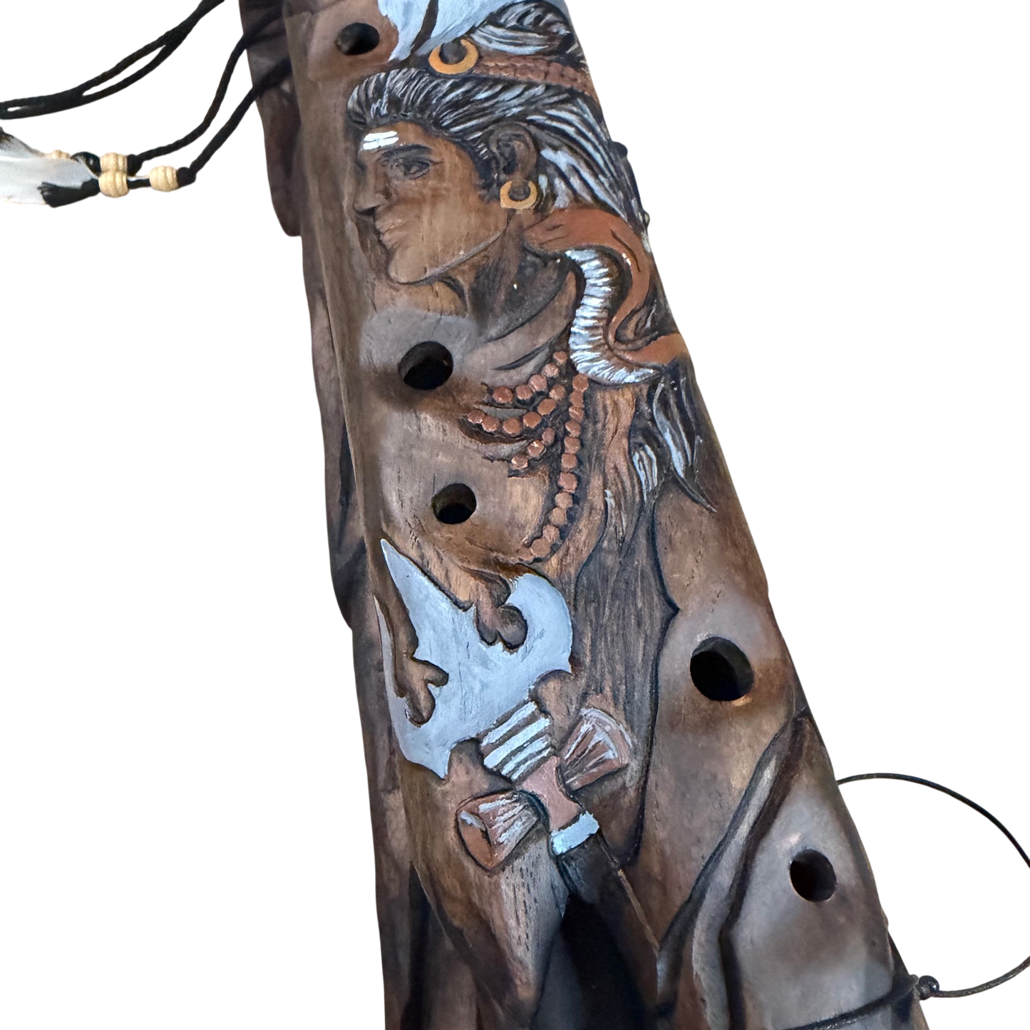 Shiva Carved Drone Flute F-Ab 432Hz Raga Bibhas Scale