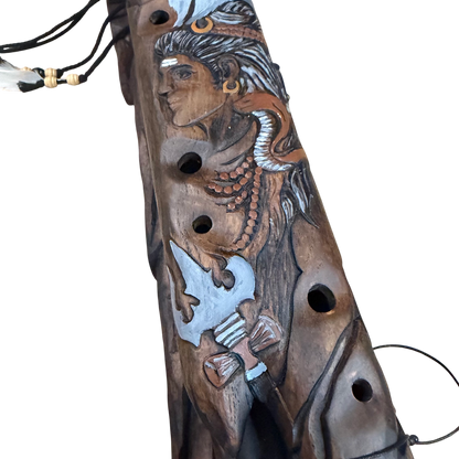 Shiva Carved Drone Flute F-Ab 432Hz Raga Bibhas Scale