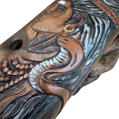 Shiva Carved Drone Flute F-Ab 432Hz Raga Bibhas Scale