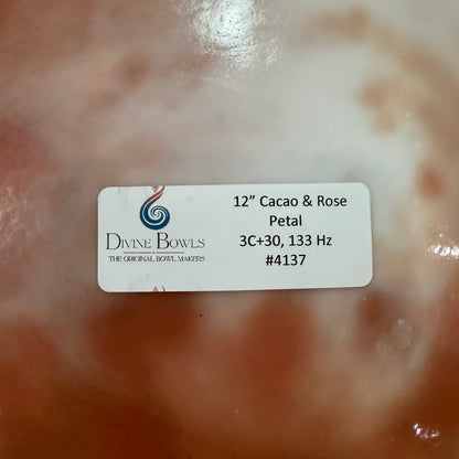 12" Cacao and Rose Petal Infused Quartz - 3C +33 Cents 133Hz #4137