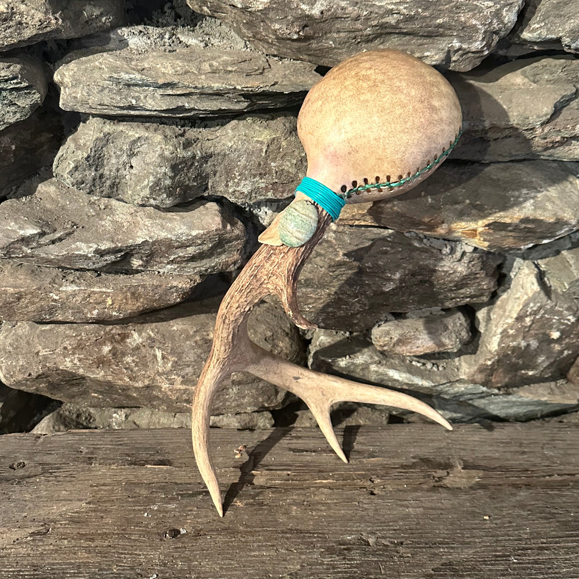 "With Wings of Iron" Antler Rattle 13"