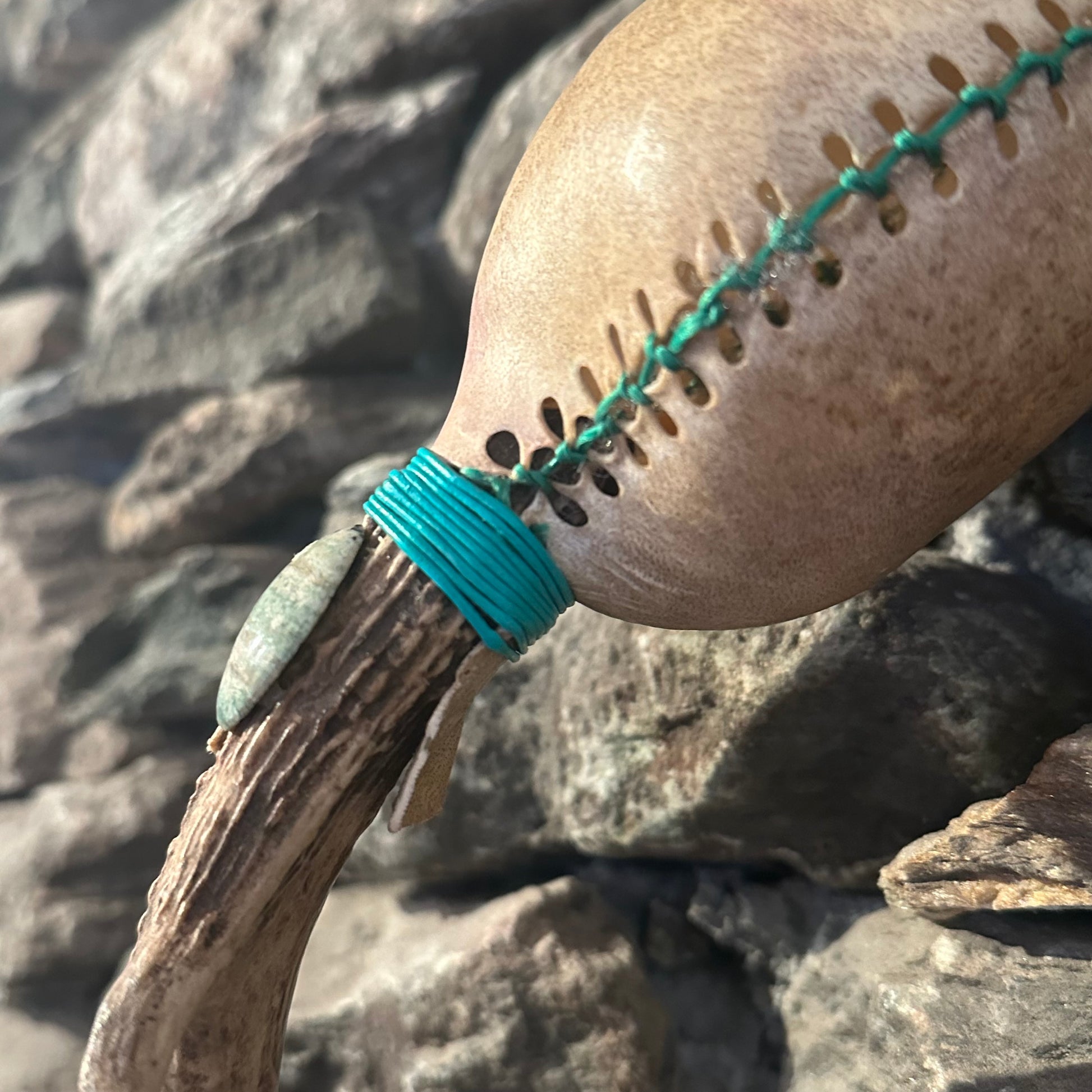 "With Wings of Iron" Antler Rattle 13"