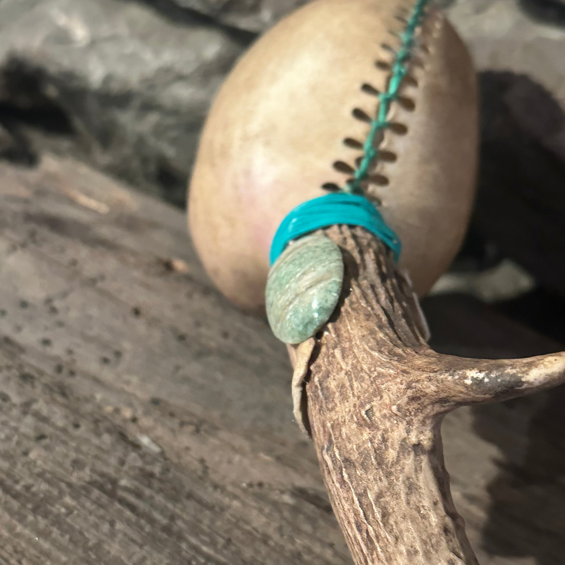 "With Wings of Iron" Antler Rattle 13"