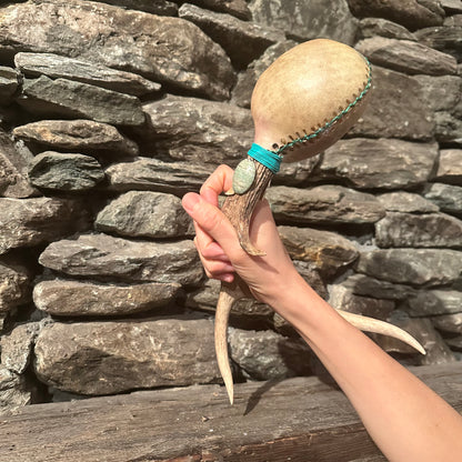 "With Wings of Iron" Antler Rattle 13"