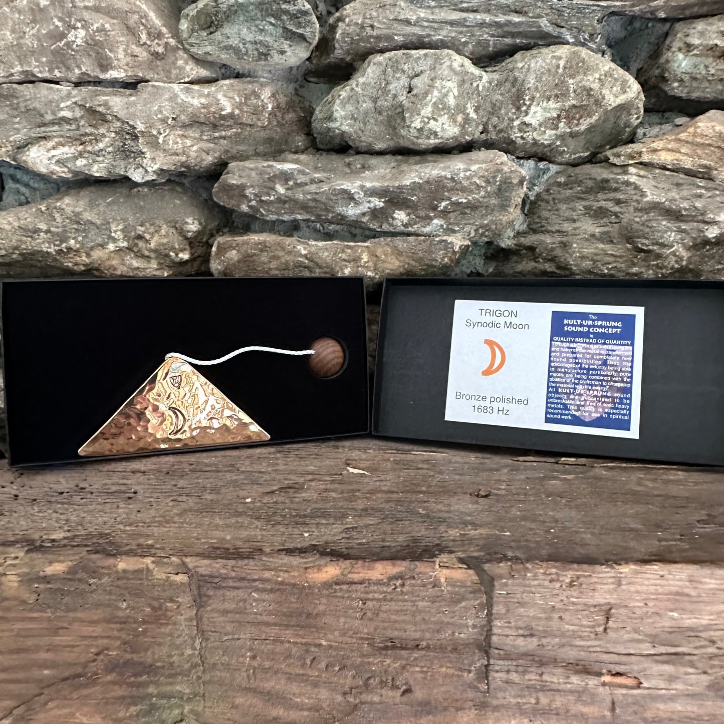 Synodic Moon Polished Bronze Trigon by Martin Bläse with Mallet