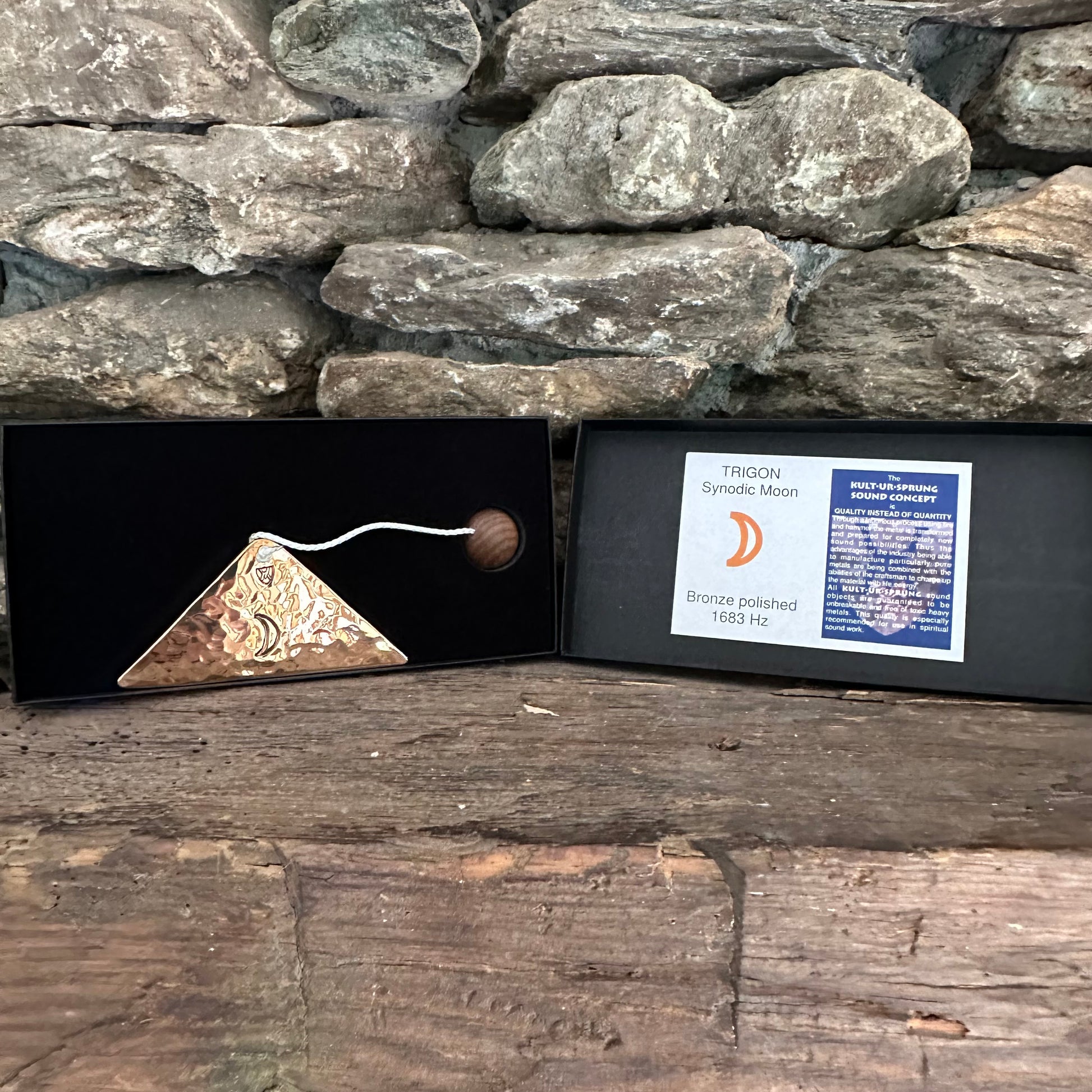 Synodic Moon Polished Bronze Trigon by Martin Bläse with Mallet