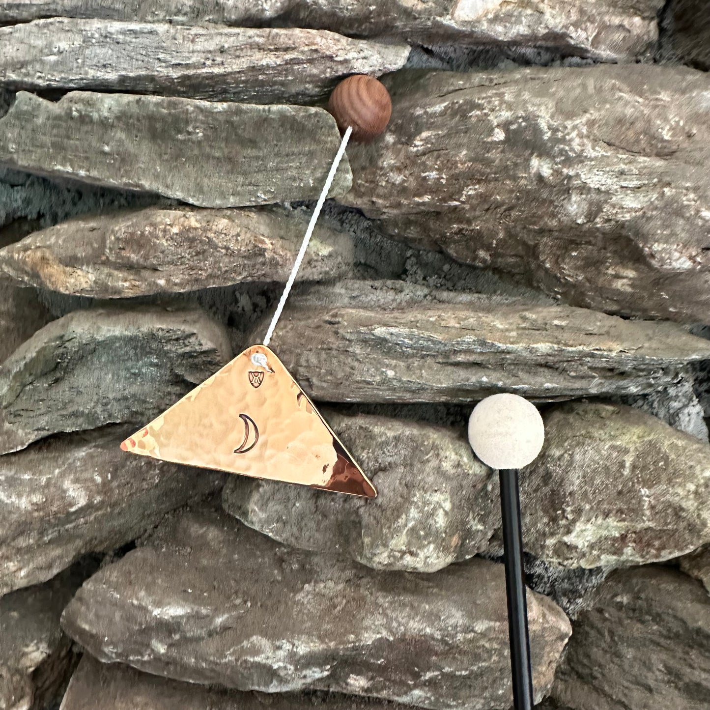 Synodic Moon Polished Bronze Trigon by Martin Bläse with Mallet
