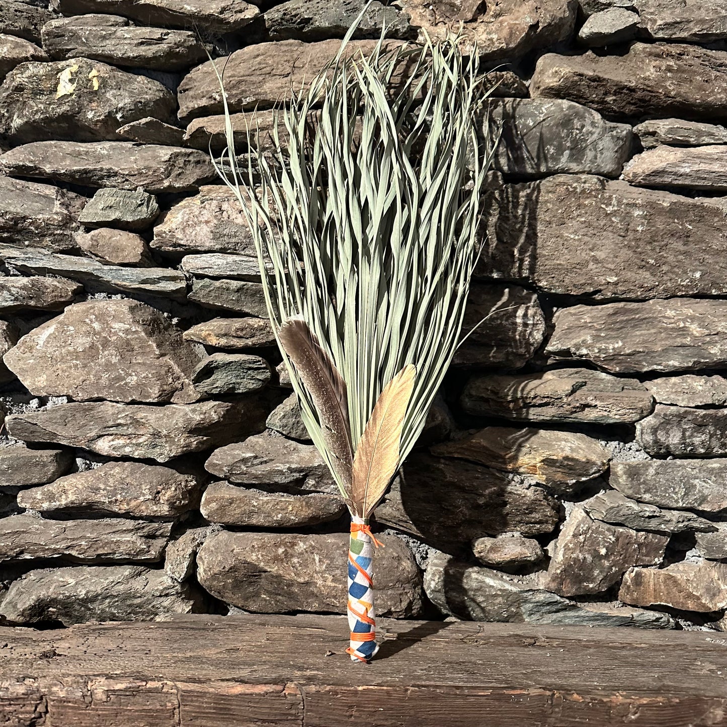 Fan Palm Chakapa 27" Multi Checkered Fabric with Orange Cord