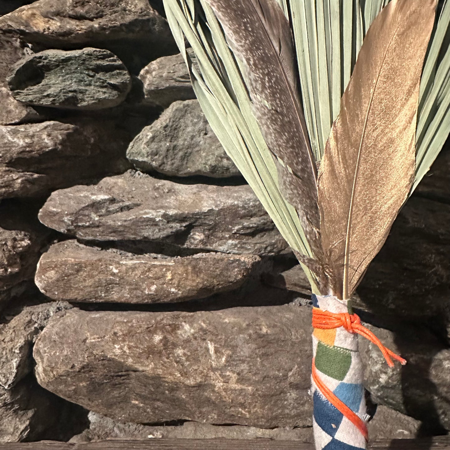 Fan Palm Chakapa 27" Multi Checkered Fabric with Orange Cord