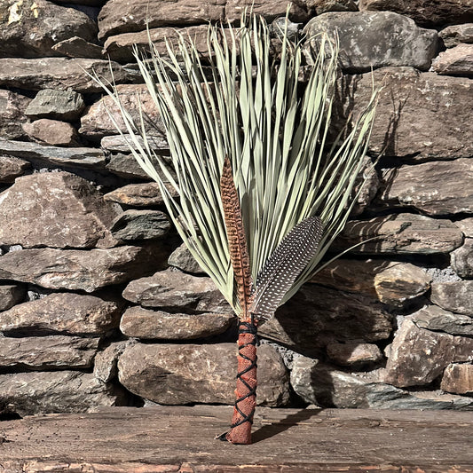 Fan Palm Chakapa 24" Peach Fabric with Black Cord