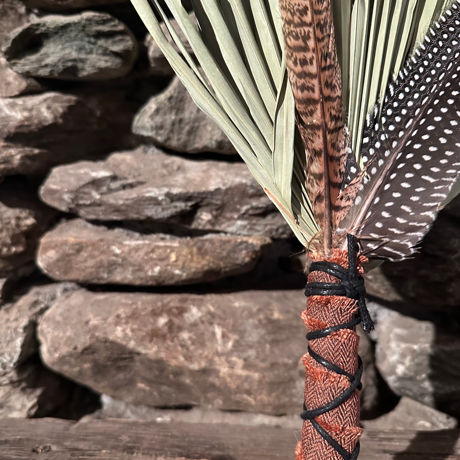 Fan Palm Chakapa 24" Peach Fabric with Black Cord