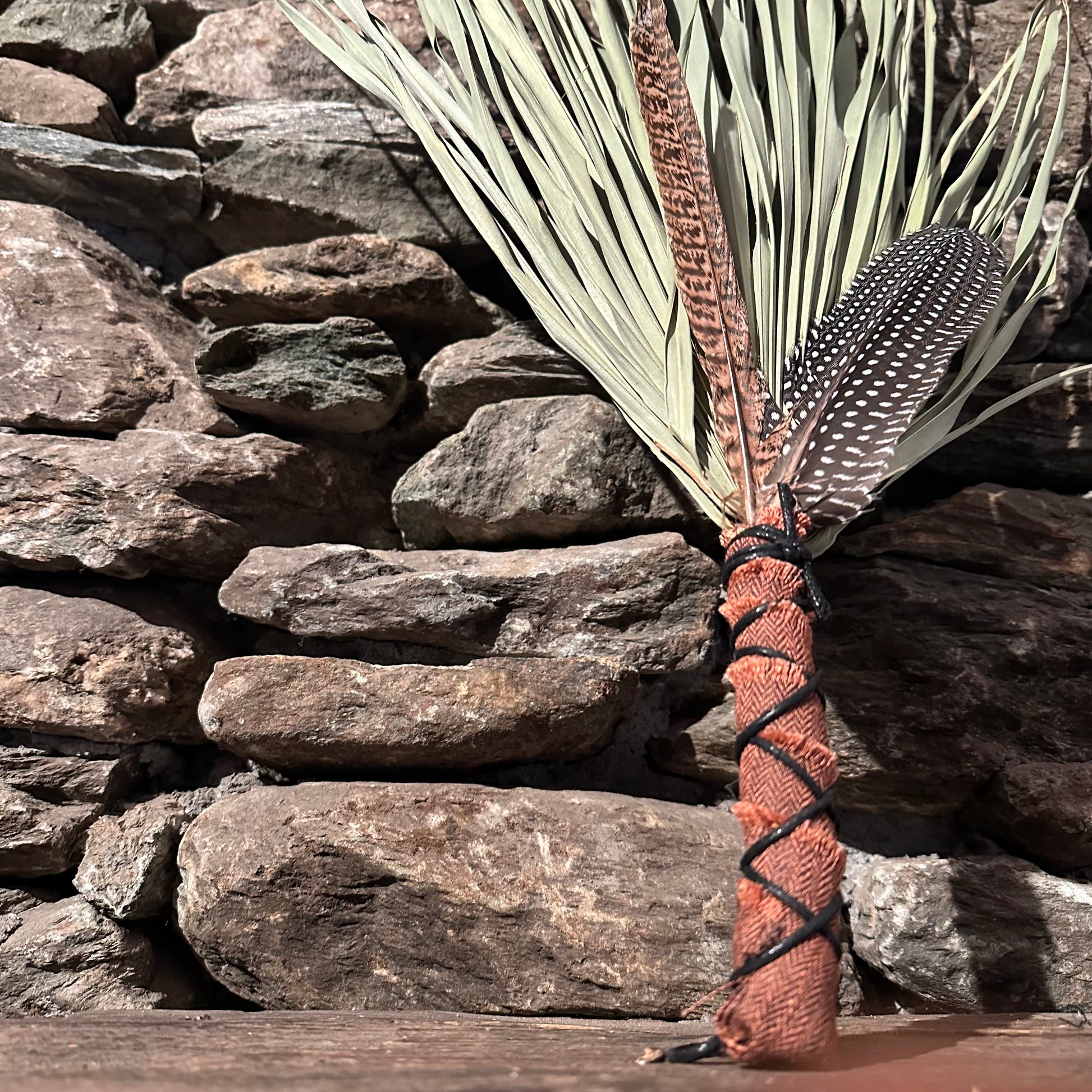 Fan Palm Chakapa 24" Peach Fabric with Black Cord