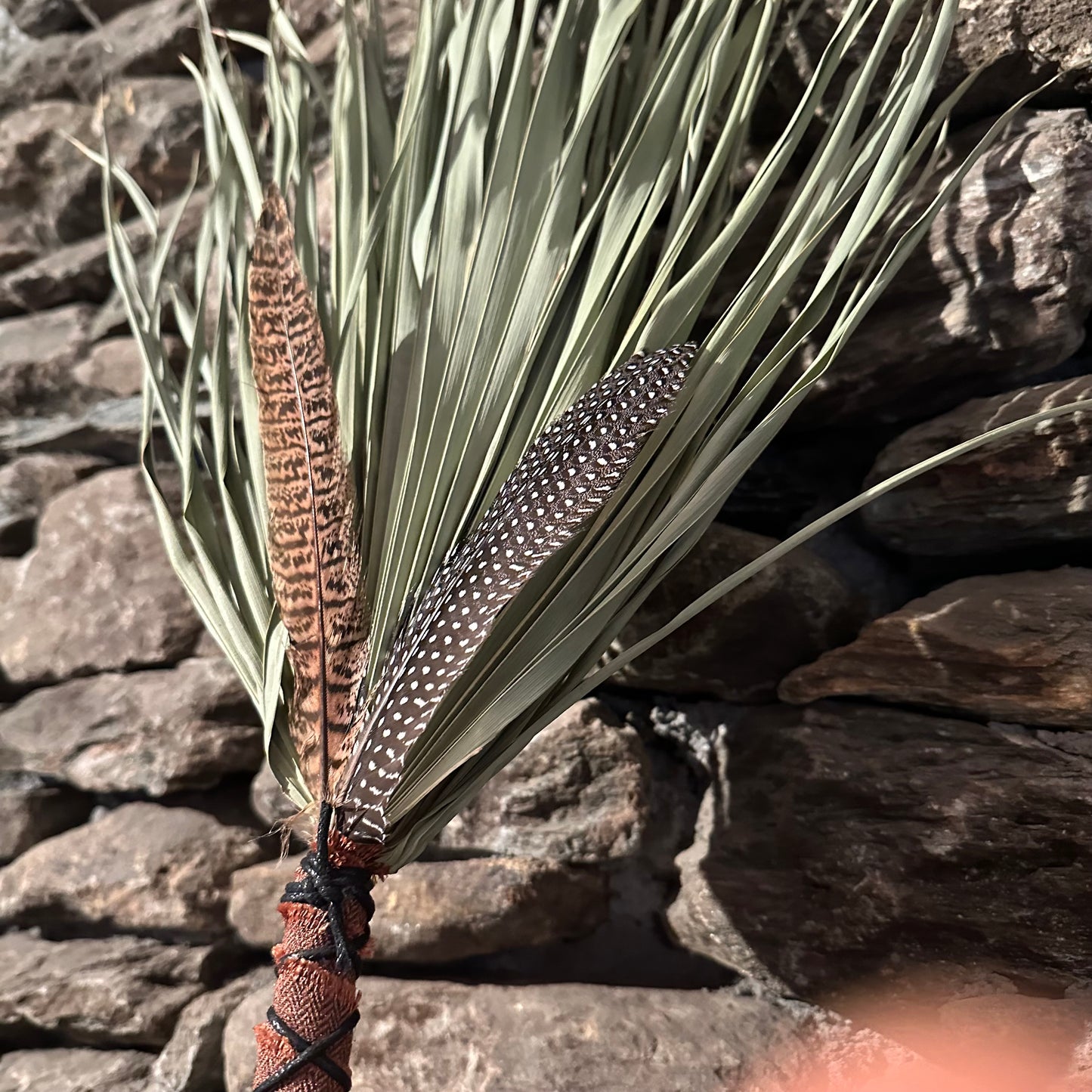 Fan Palm Chakapa 24" Peach Fabric with Black Cord