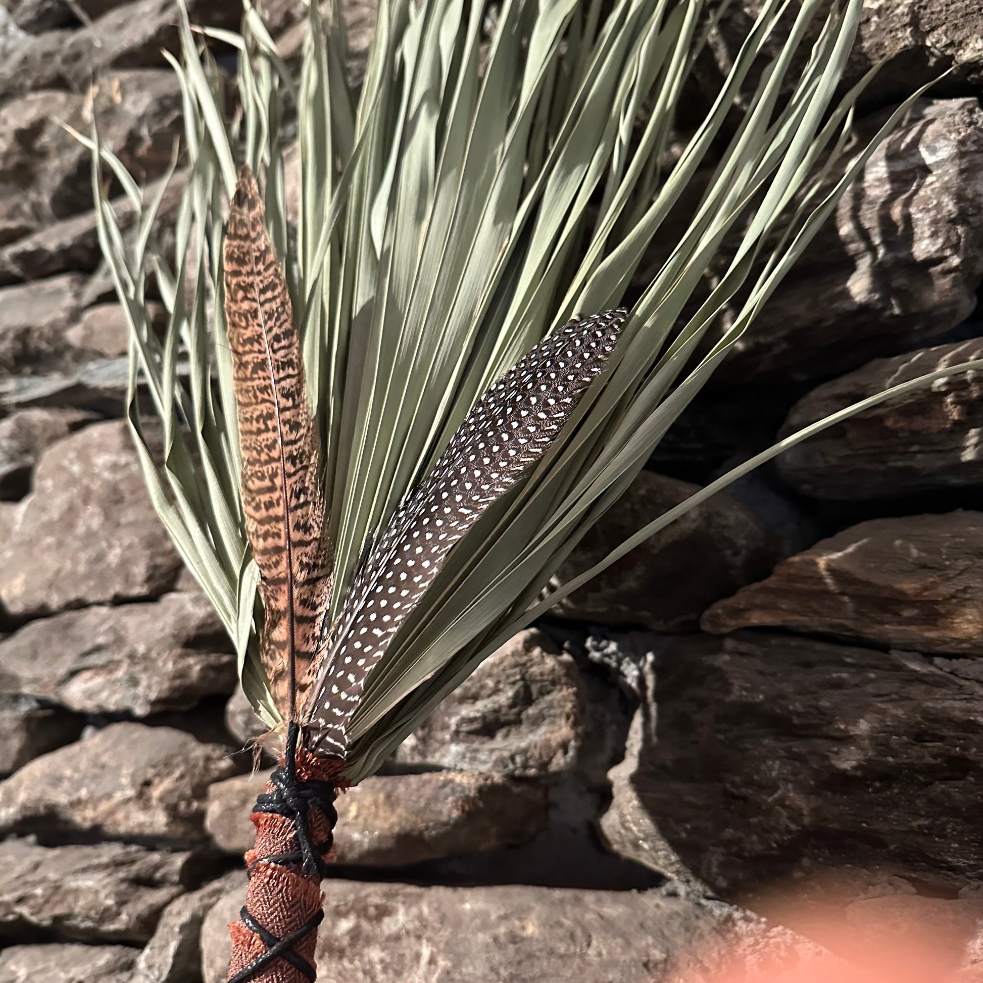 Fan Palm Chakapa 24" Peach Fabric with Black Cord