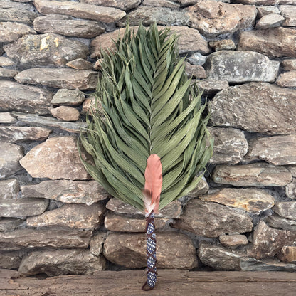 Commodore Palm Chakapa 25" Navy Blue & White Fabric with Dark Brown Cord