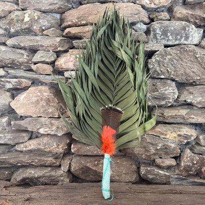 Commodore Palm Chakapa 25" Teal Polkadot Fabric with Turquoise Cord