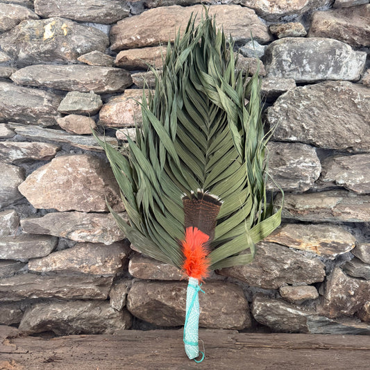 Commodore Palm Chakapa 25" Teal Polkadot Fabric with Turquoise Cord