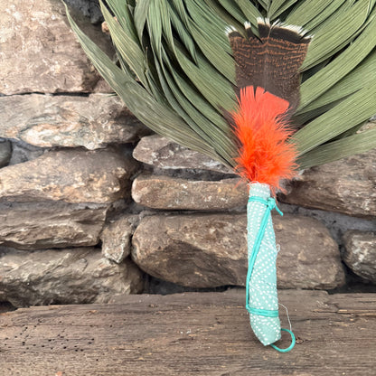 Commodore Palm Chakapa 25" Teal Polkadot Fabric with Turquoise Cord