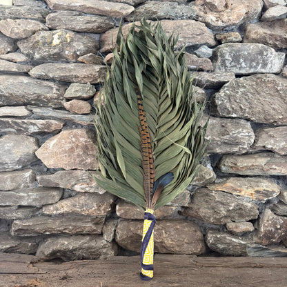 Commodore Palm Chakapa 25" Yellow Fabric with Blue Velvet Cord