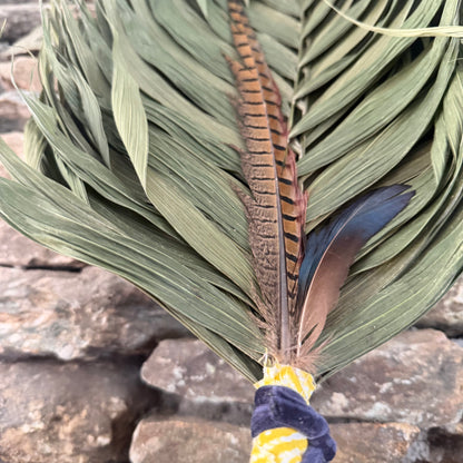 Commodore Palm Chakapa 25" Yellow Fabric with Blue Velvet Cord