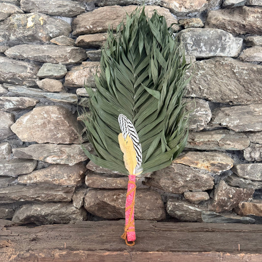 Commodore Palm Chakapa 25" Red Fabric with Tan Cord