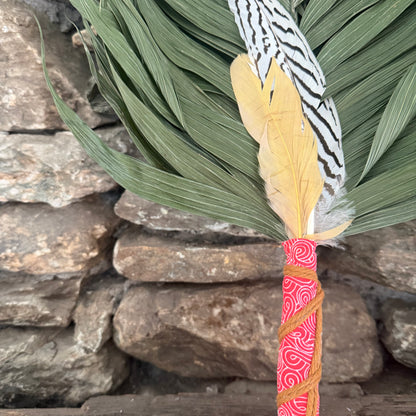 Commodore Palm Chakapa 25" Red Fabric with Tan Cord