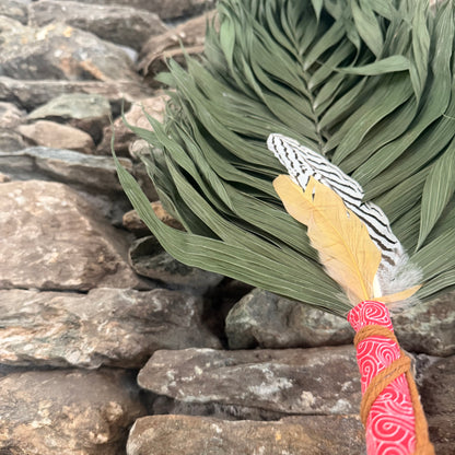 Commodore Palm Chakapa 25" Red Fabric with Tan Cord