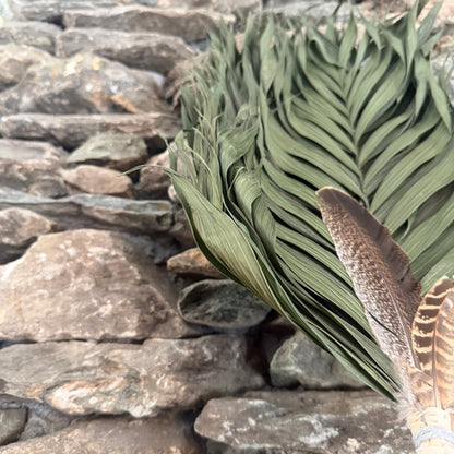 Commodore Palm Chakapa 25" Peach Fabric with Grey Cord