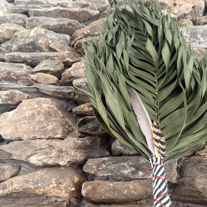 Commodore Palm Chakapa 25" Black & White Fabric with Maroon Cord