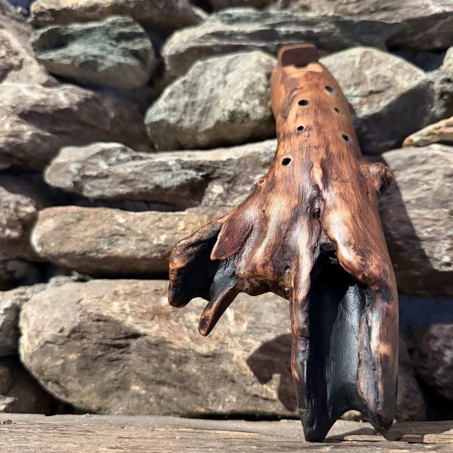 A-Aeolian 432 Hz Teak Root Ocarina 10"