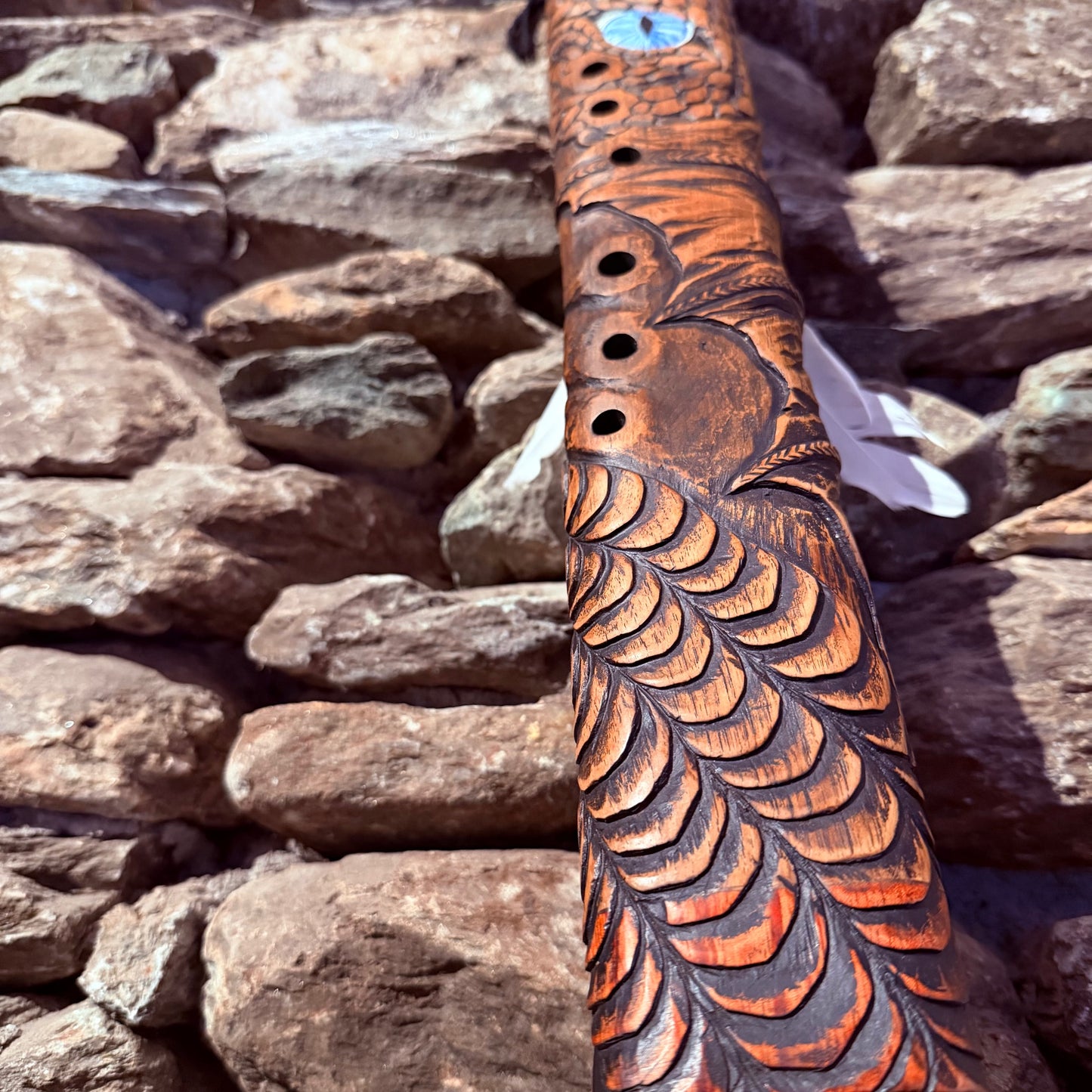 E-Minor Pentatonic Carved Dragon Flute 24" 432Hz