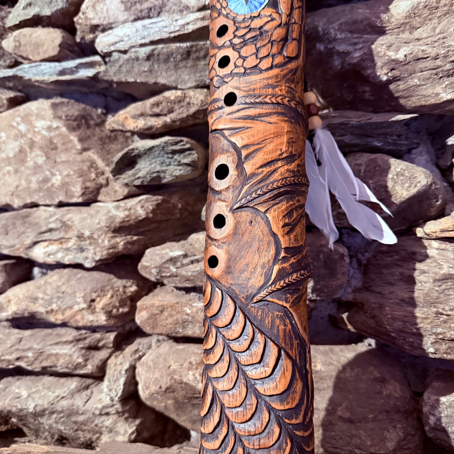 E-Minor Pentatonic Carved Dragon Flute 24" 432Hz