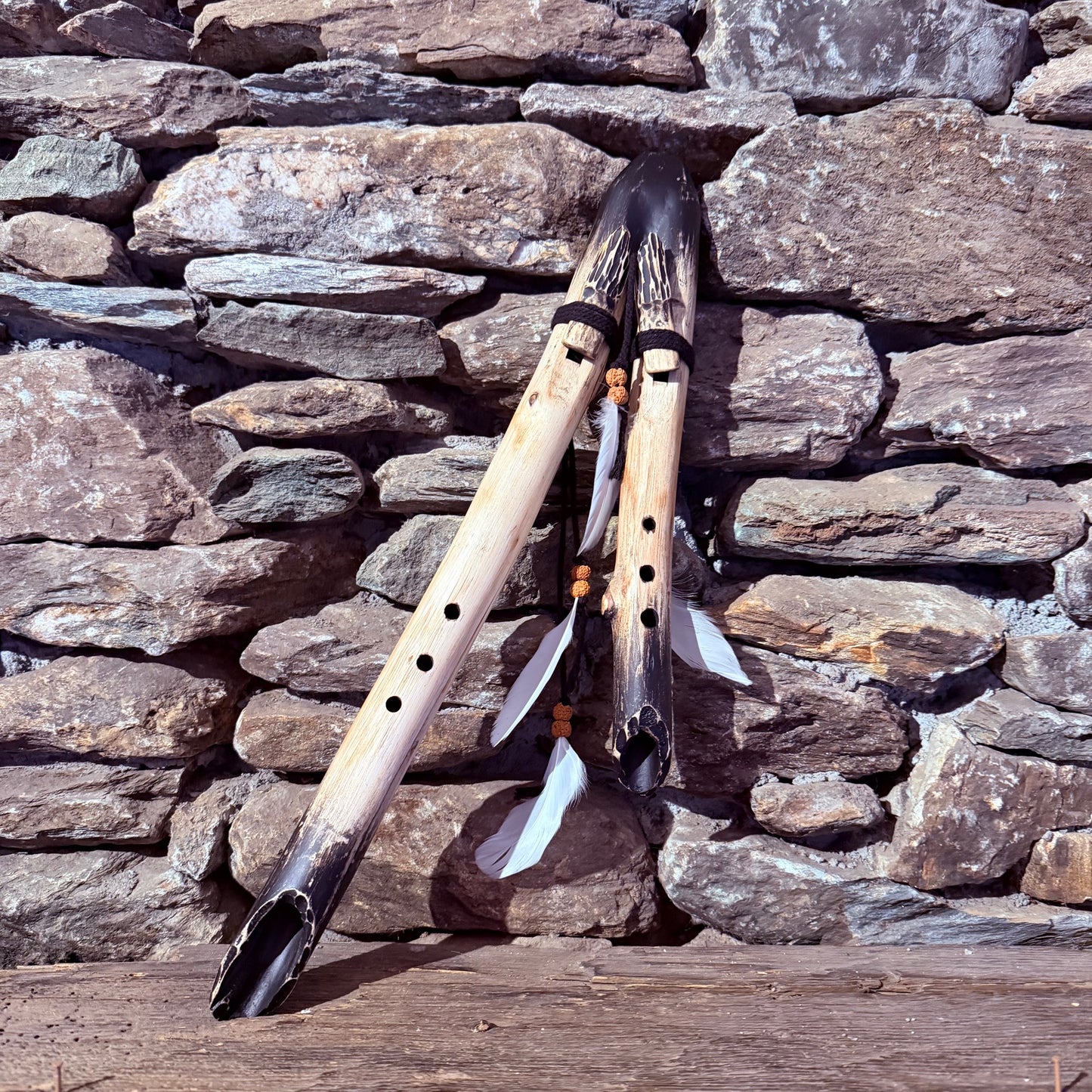 A-E Mayan Double Harmony Forest Flute 432 Hz Acacia Branches