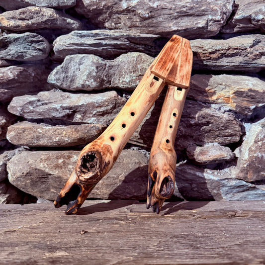 A-E Mayan Scale Double Harmony Hybrid Flute 432 Hz Acacia Wood