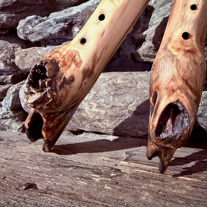 A-E Mayan Scale Double Harmony Hybrid Flute 432 Hz Acacia Wood