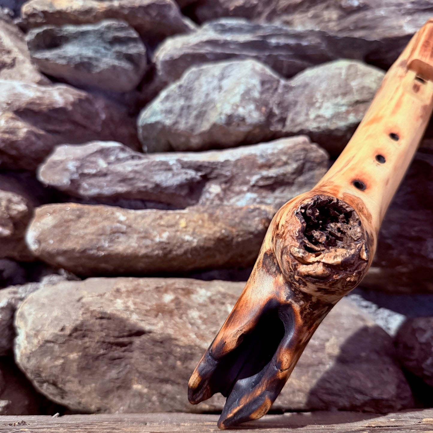 A-E Mayan Scale Double Harmony Hybrid Flute 432 Hz Acacia Wood