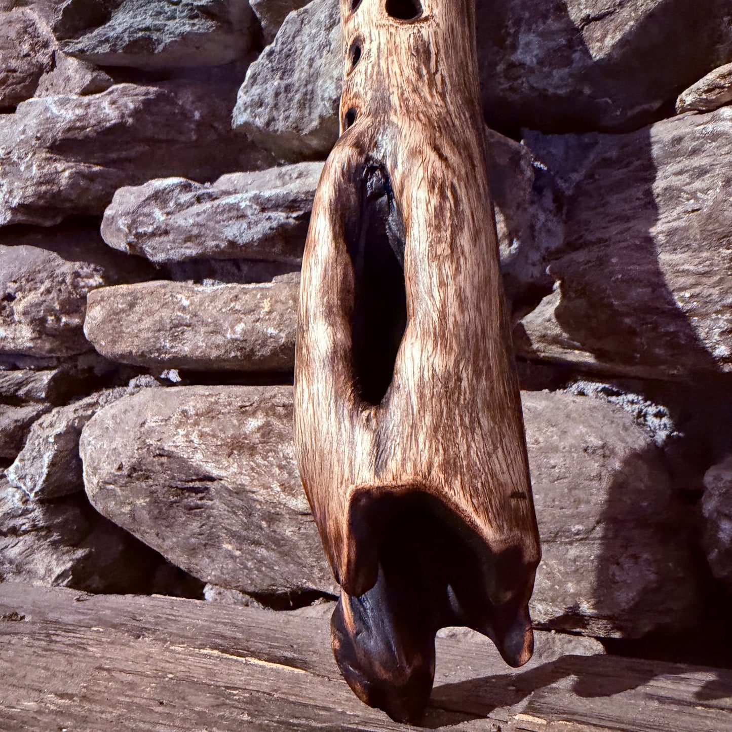 A-Minor Pentatonic Teak Wood Root Ocarina 12"