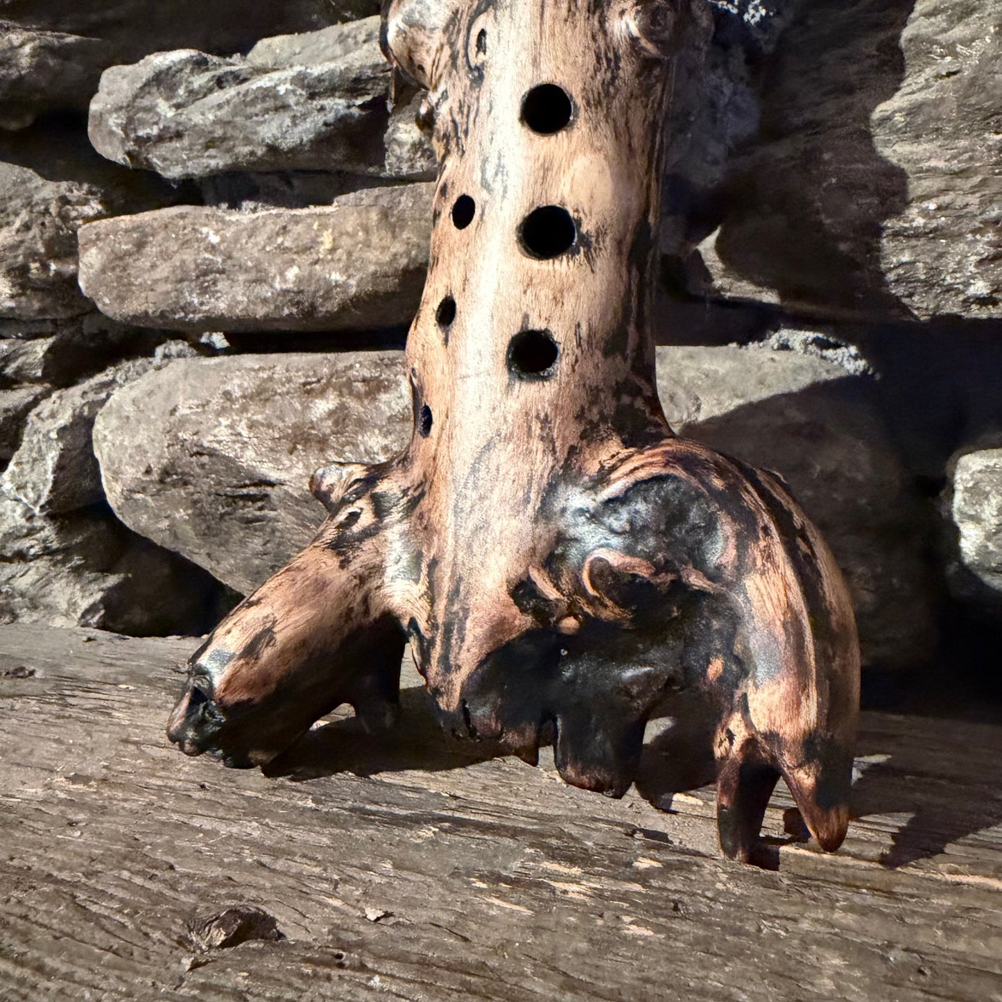 F#-Minor Pentatonic Teak Root Ocarina 432 Hz 10"