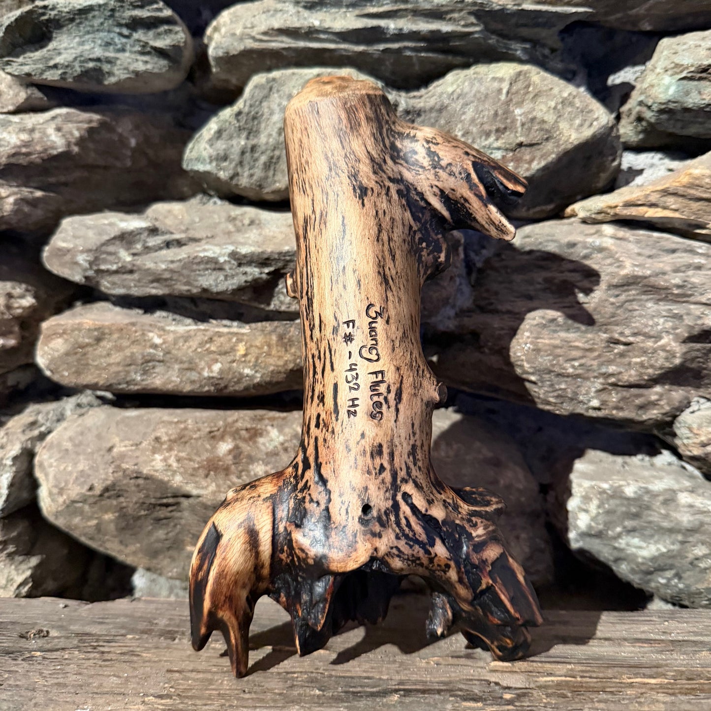 F#-Minor Pentatonic Teak Root Ocarina 432 Hz 10"