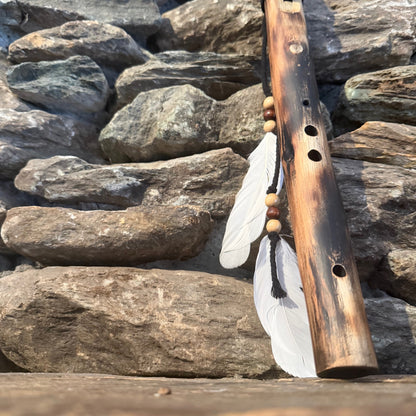 B-Akebono Japanese Minor Scale Teak Wood 18.5" Forest Flute 432Hz