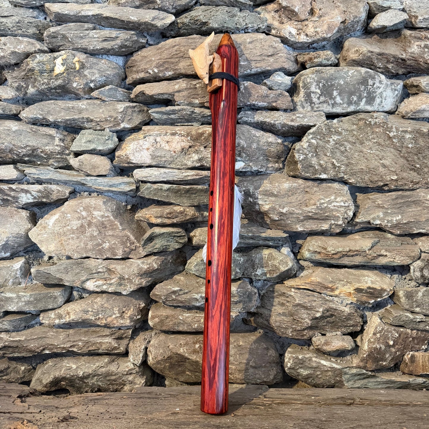 D-Aeolian Borneo Redwood Flute with Dolphin Totem 432Hz 25.5"