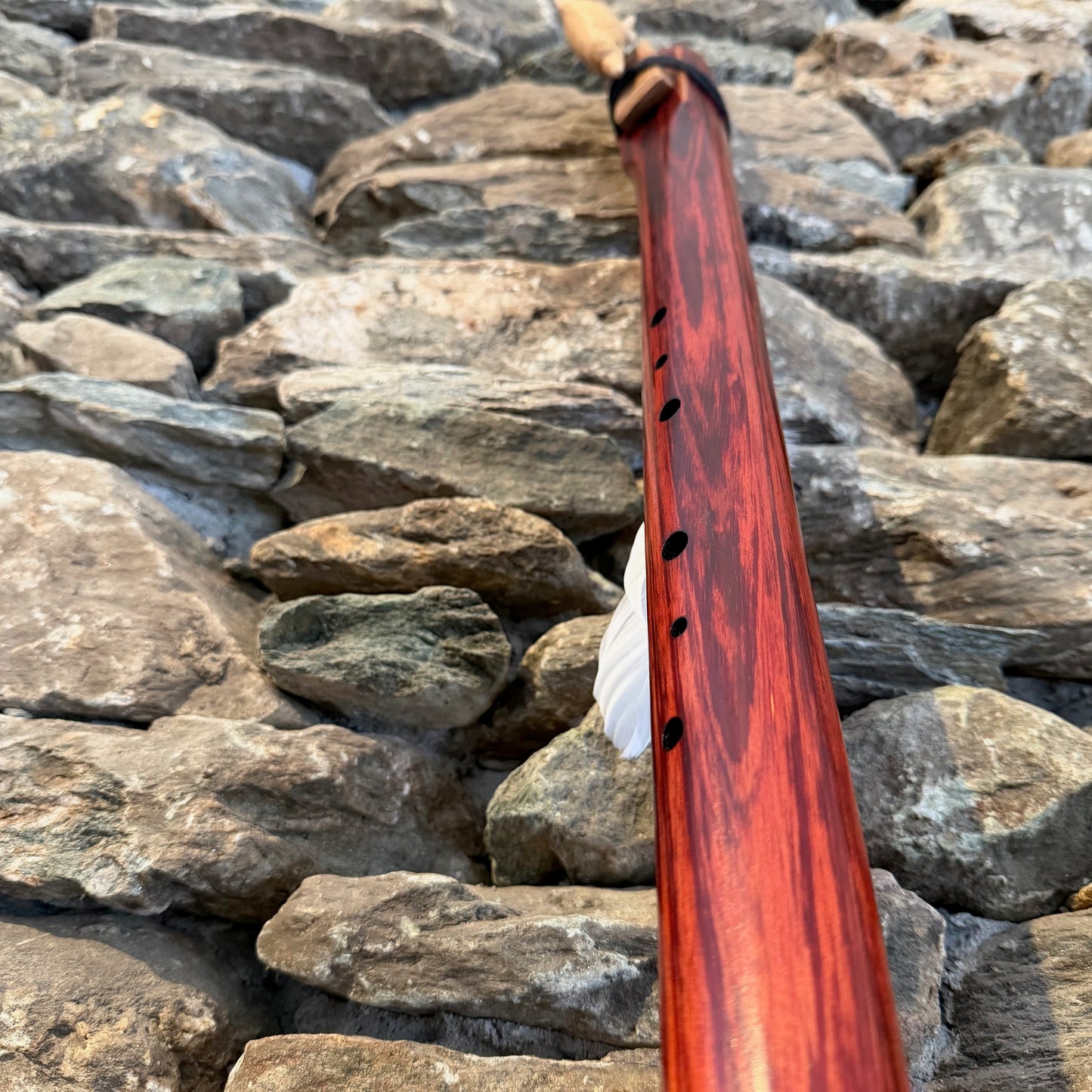 D-Aeolian Borneo Redwood Flute with Dolphin Totem 432Hz 25.5"